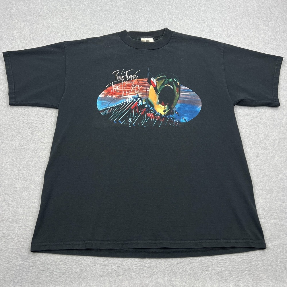 VTG Pink Floyd The Wall Winterland Band Tee Adult XL Black Scream Crew Shirt 90s